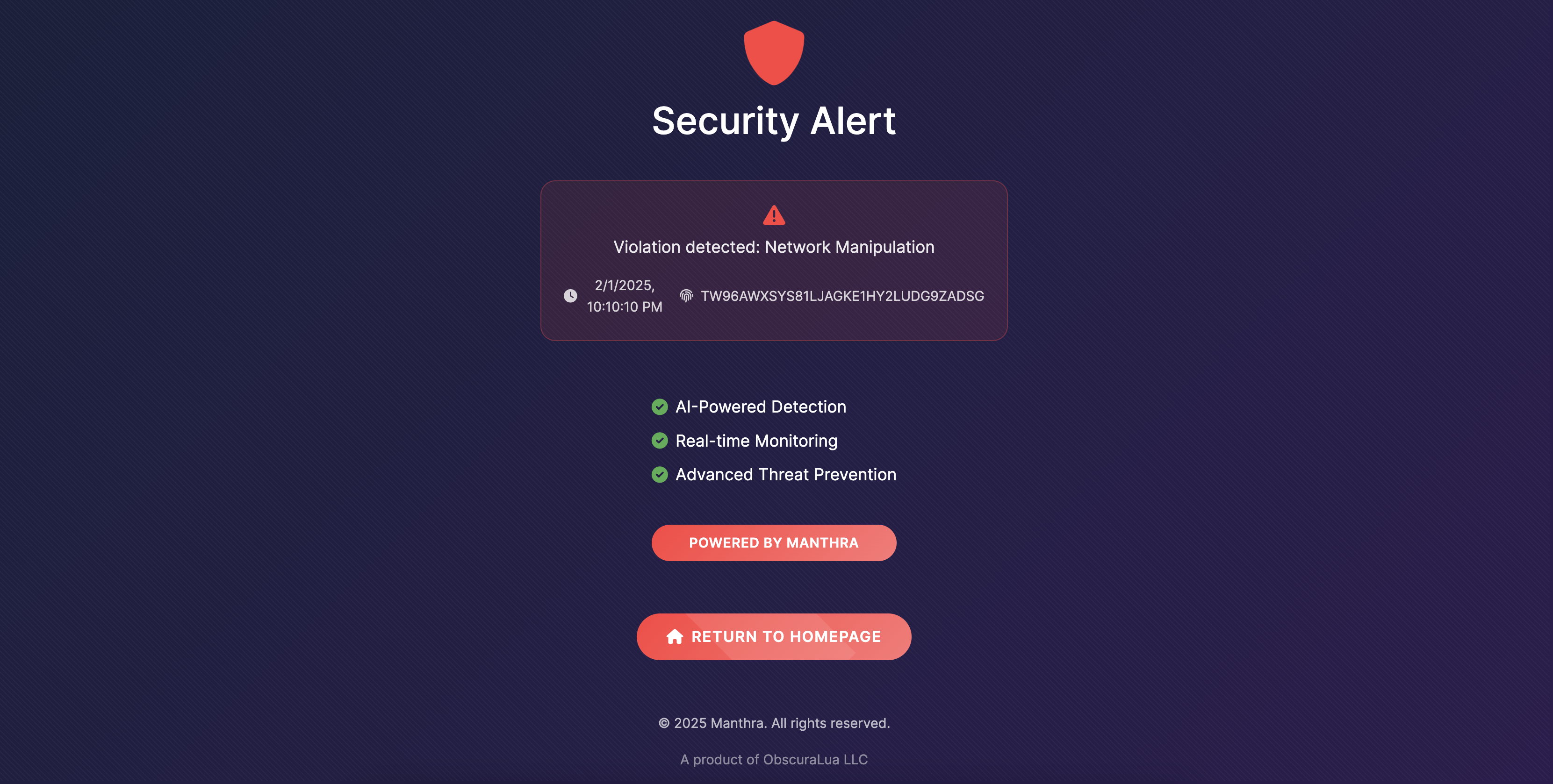 Manthra's real-time protection system detecting and preventing unauthorized debugging attempts